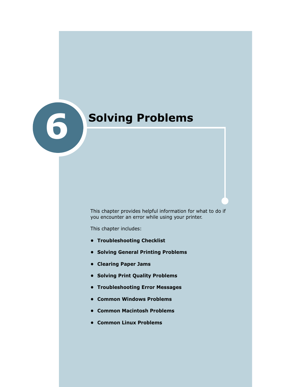 Solving problems, Chapter 6, Olving | Roblems | Samsung ML-1710 User Manual | Page 94 / 146