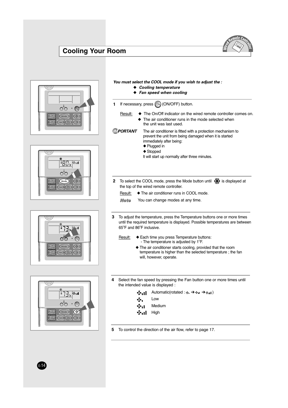 Cooling your room | Samsung ACC2400C User Manual | Page 14 / 70