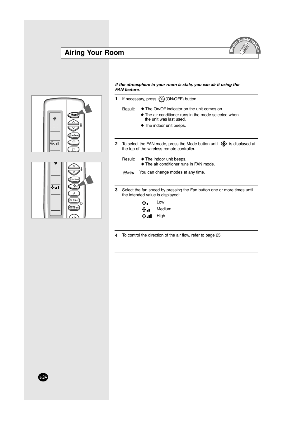 Airing your room | Samsung ACC2400C User Manual | Page 24 / 70