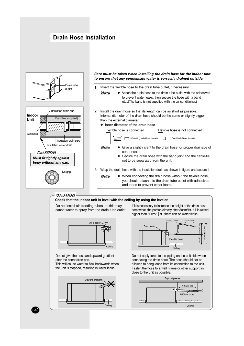 Drain hose installation | Samsung ACC2400C User Manual | Page 42 / 70