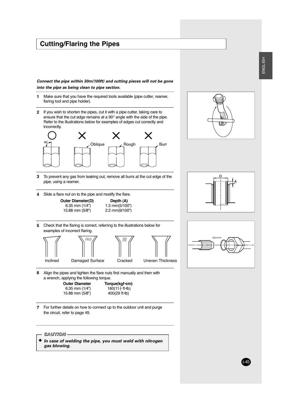 Cutting/flaring the pipes | Samsung ACC2400C User Manual | Page 45 / 70