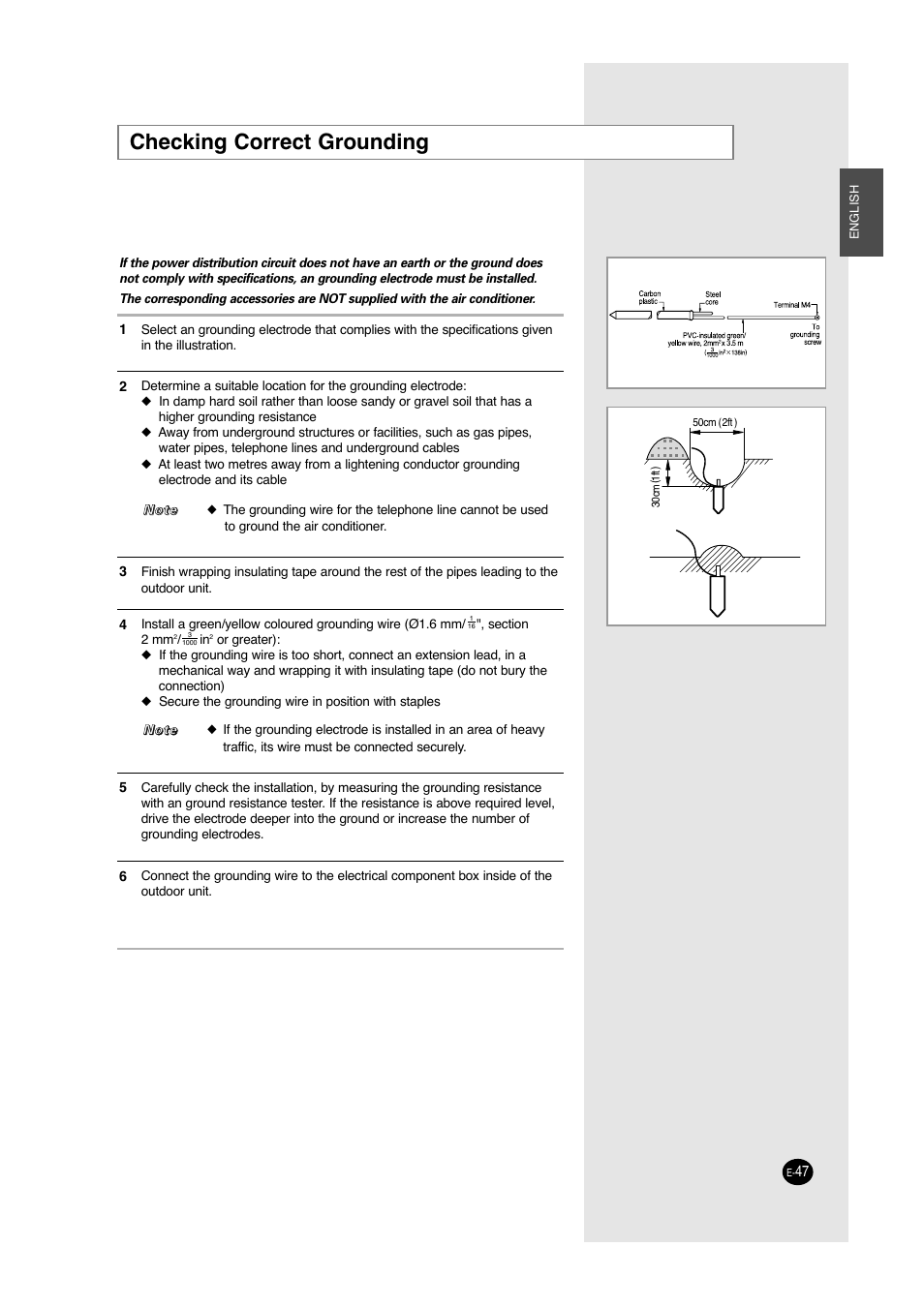 Checking correct grounding | Samsung ACC2400C User Manual | Page 47 / 70