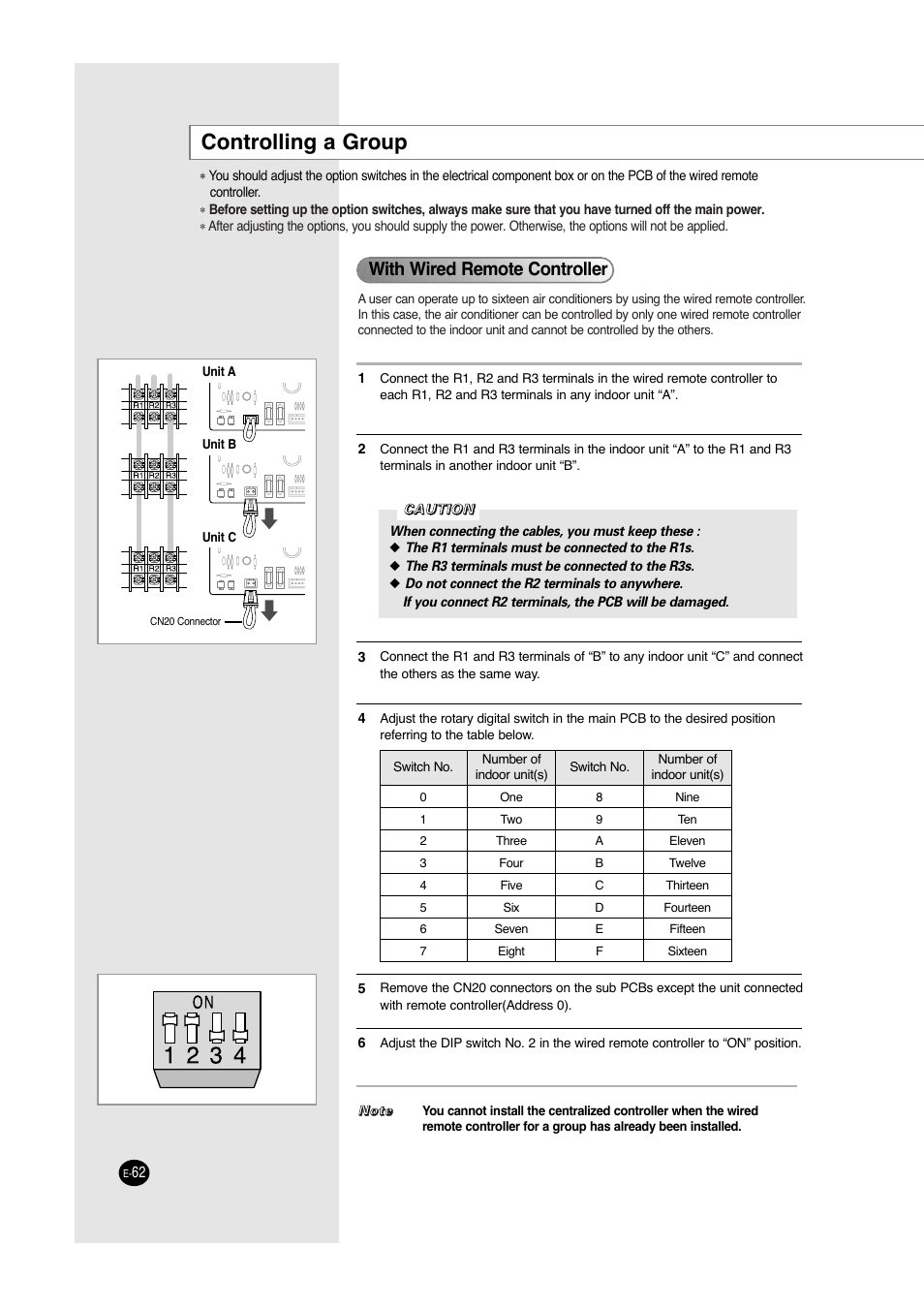 Controlling a group, With wired remote controller | Samsung ACC2400C User Manual | Page 62 / 70