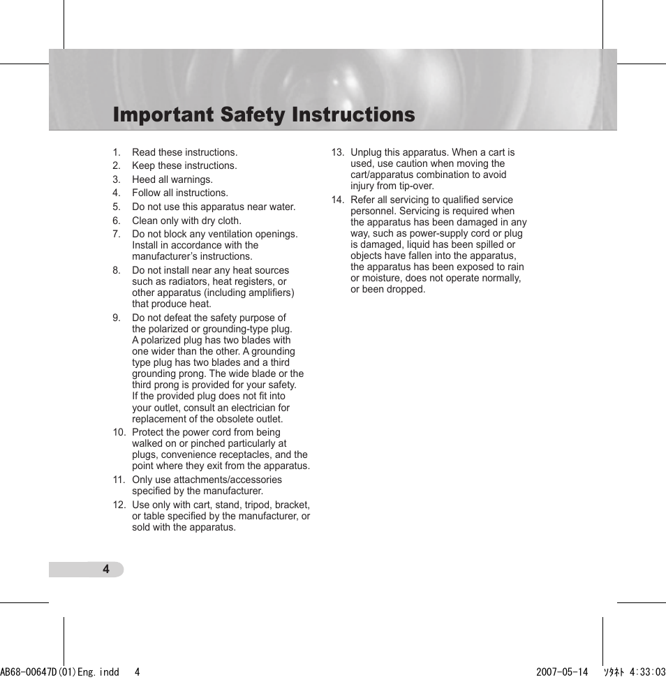 Important safety instructions | Samsung SCC-B531x(B) User Manual | Page 4 / 118