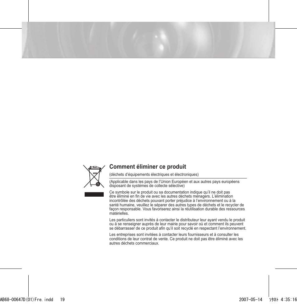 Comment éliminer ce produit | Samsung SCC-B531x(B) User Manual | Page 59 / 118