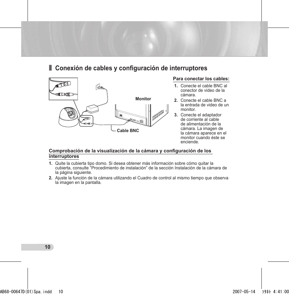 Conexión de cables y conﬁguración de interruptores | Samsung SCC-B531x(B) User Manual | Page 70 / 118
