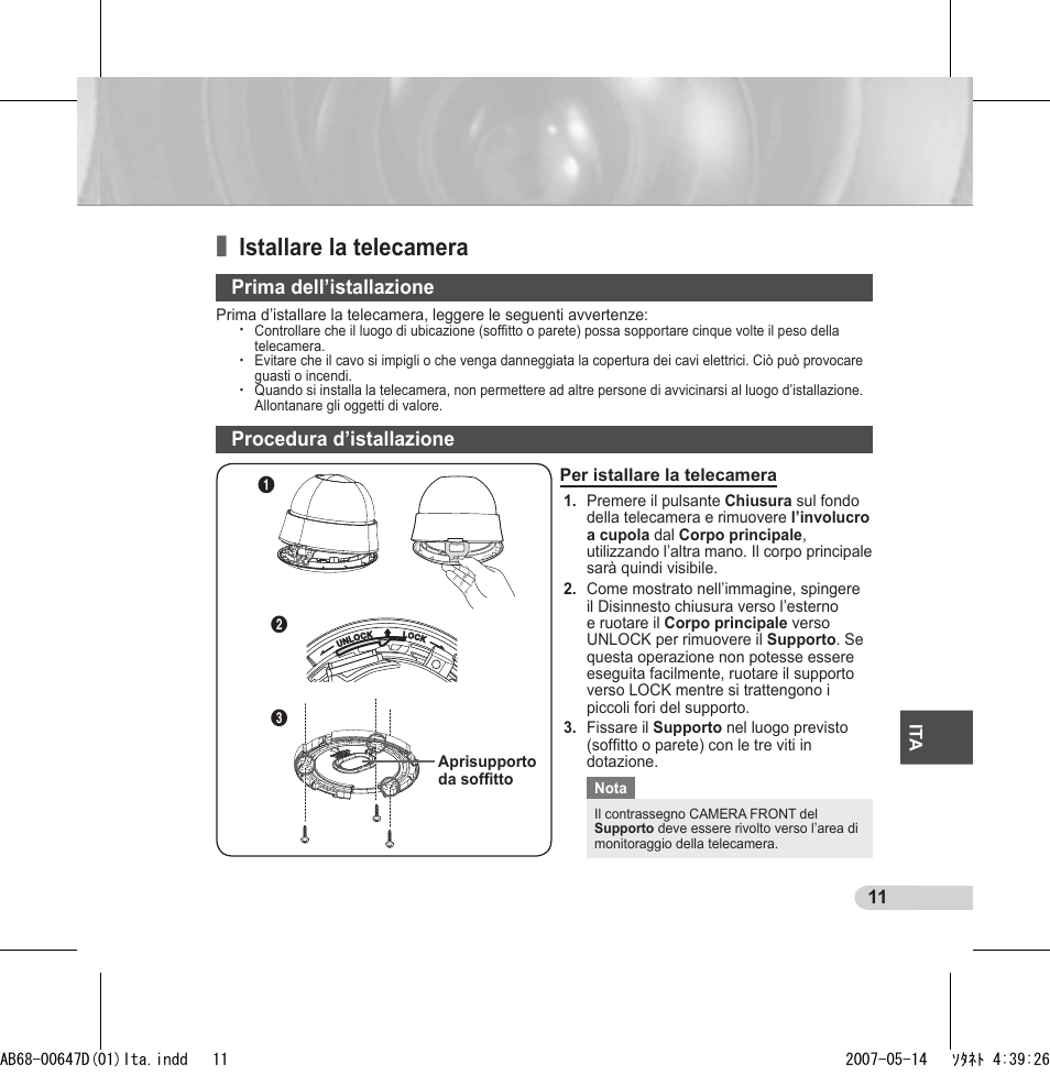Istallare la telecamera | Samsung SCC-B531x(B) User Manual | Page 91 / 118