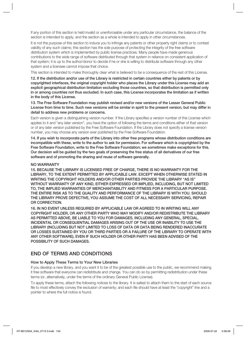 End of terms and conditions | Samsung HT-BD1250 User Manual | Page 104 / 108