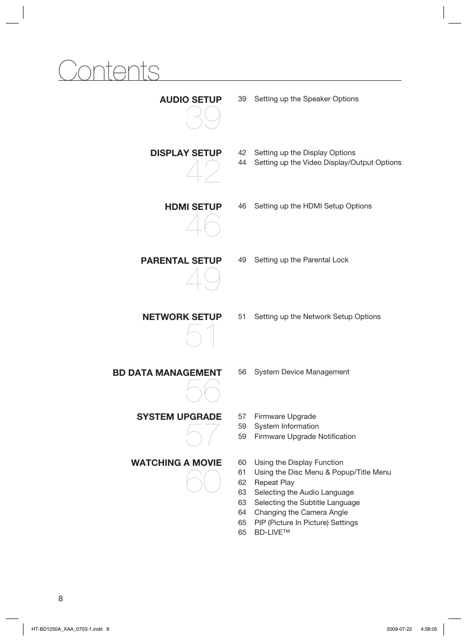 Samsung HT-BD1250 User Manual | Page 8 / 108