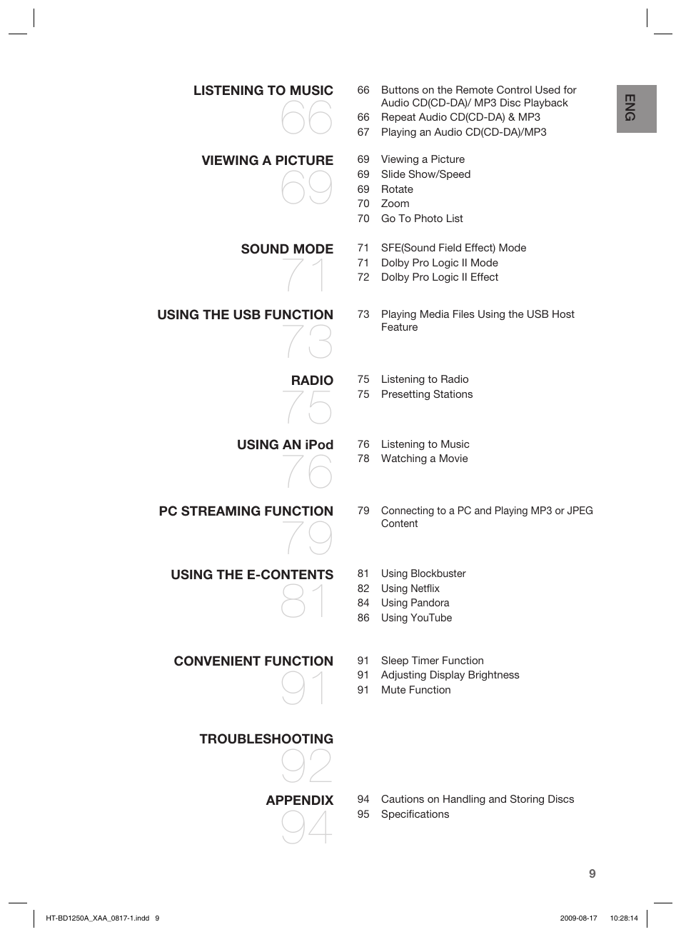 Samsung HT-BD1250 User Manual | Page 9 / 108
