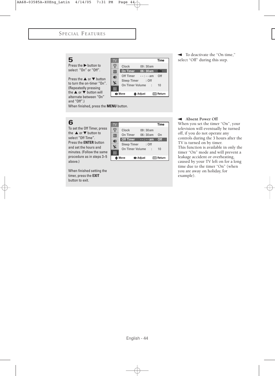 Samsung CL29M16MQD User Manual | Page 44 / 56