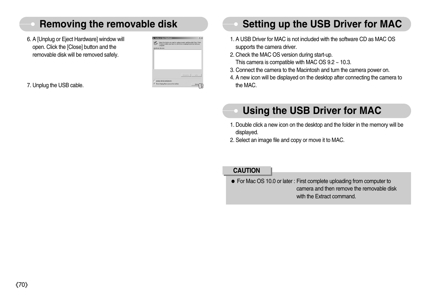 Using the usb driver for mac | Samsung Digimax S600 User Manual | Page 71 / 78