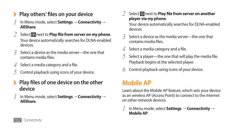 Mobile ap, 6mobile ap | Samsung WAVE II GT-S8530 User Manual | Page 102 / 150