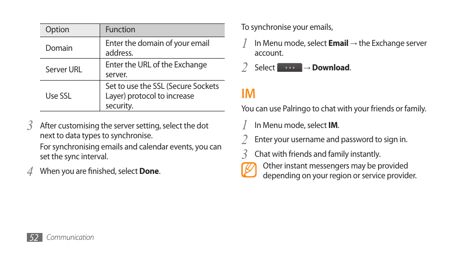 Samsung WAVE II GT-S8530 User Manual | Page 52 / 150