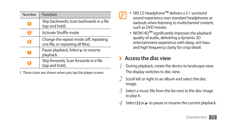 Access the disc view | Samsung WAVE II GT-S8530 User Manual | Page 73 / 150