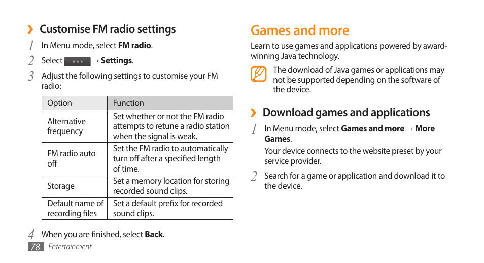 Games and more | Samsung WAVE II GT-S8530 User Manual | Page 78 / 150