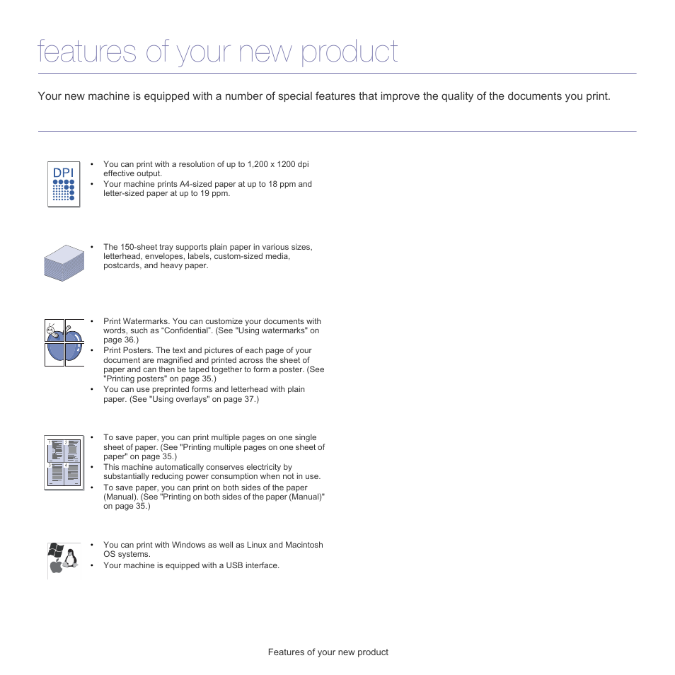 Features of your new product, Special features | Samsung ML-1860 User Manual | Page 15 / 70