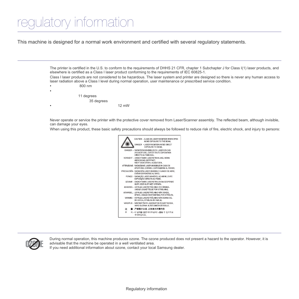 Regulatory information | Samsung ML-1860 User Manual | Page 7 / 70