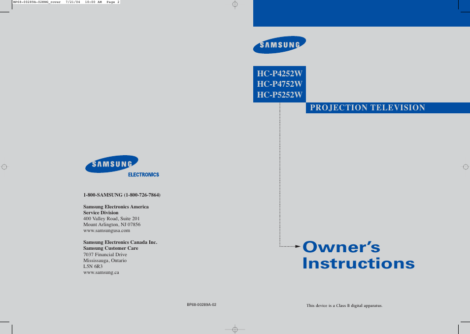 Samsung HC-P4752W User Manual | 71 pages