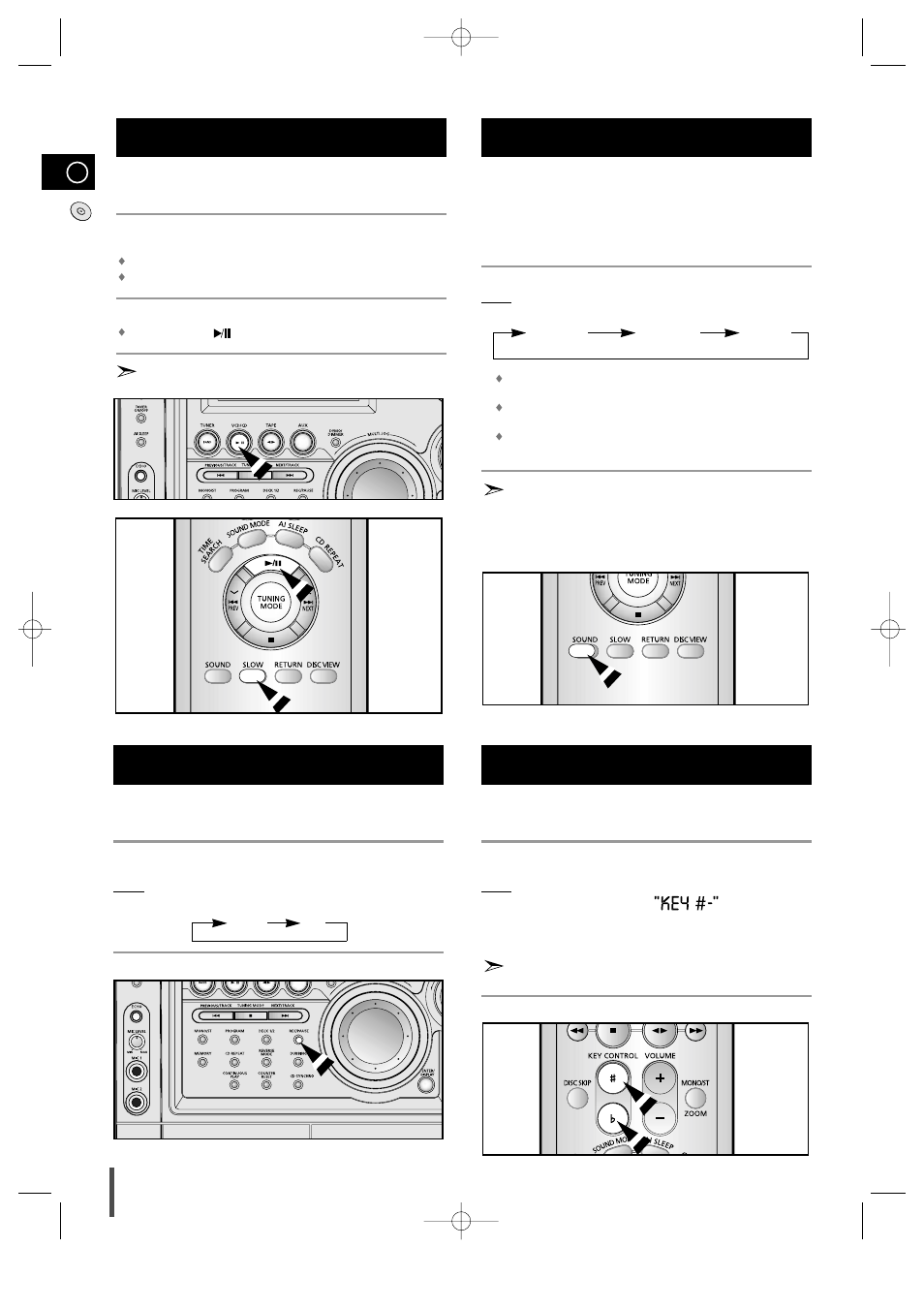 When adjusting play speed, Ntsc/pal selection method, Sound selection function | Key control function, Key control function ntsc/pal selection method | Samsung MAX-VS940 User Manual | Page 16 / 28