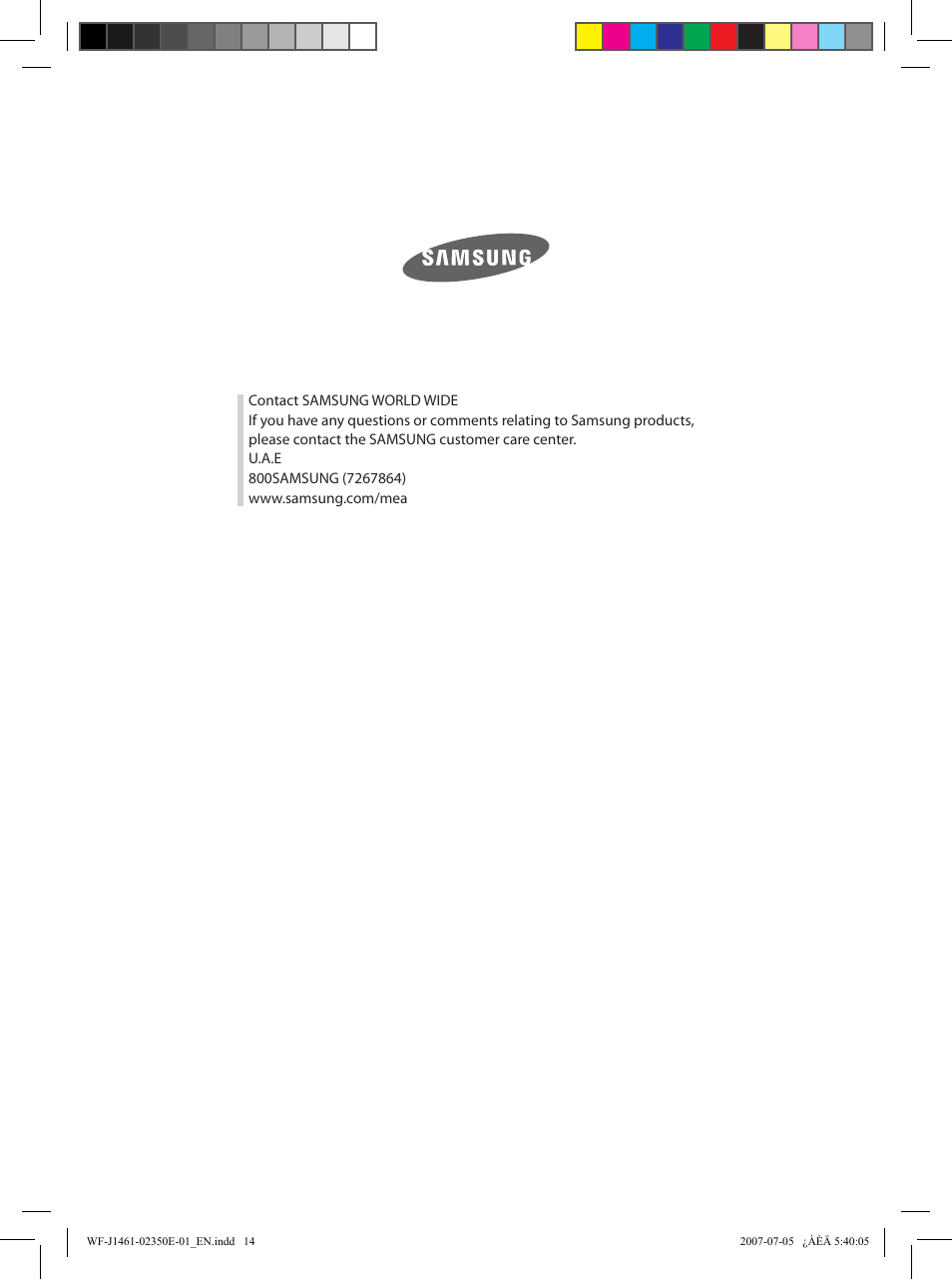 Samsung WF-S1061(V/S/C) User Manual | Page 14 / 14