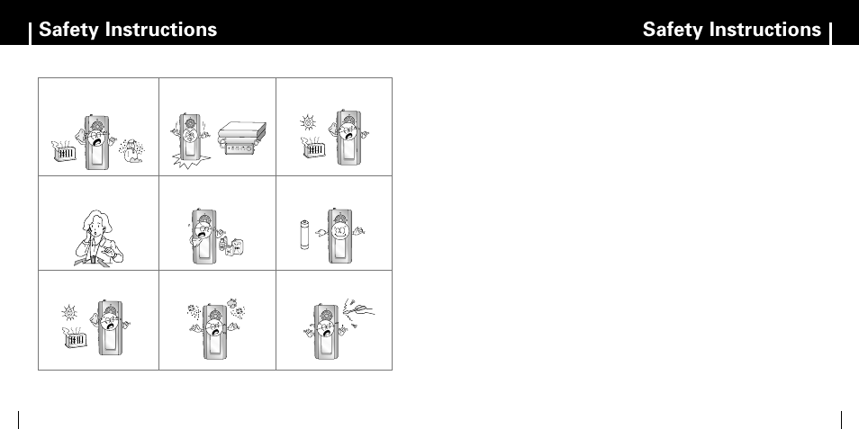 Safety instructions, Iearphones, Iambient operating conditions | Ienvironmental information | Samsung YP-MT6 User Manual | Page 3 / 32