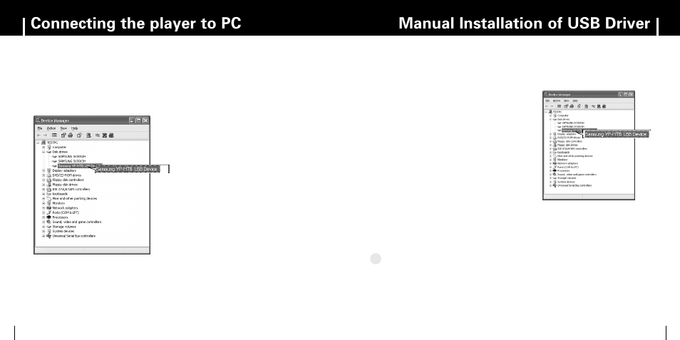 Manual installation of usb driver | Samsung YP-MT6 User Manual | Page 8 / 32