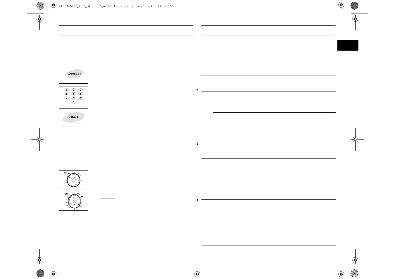 Manual defrost food, Manual defrosting guide | Samsung M1734NCE User Manual | Page 11 / 16