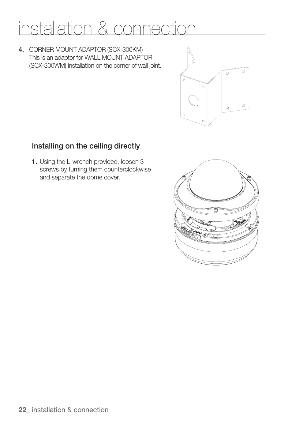 Installation & connection | Samsung SNC-B5399 User Manual | Page 22 / 117