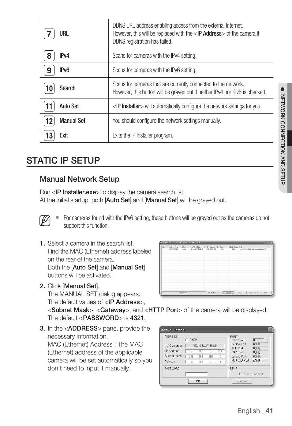 Static ip setup | Samsung SNC-B5399 User Manual | Page 41 / 117