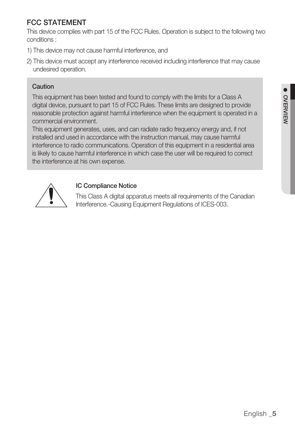 Fcc statement | Samsung SNC-B5399 User Manual | Page 5 / 117