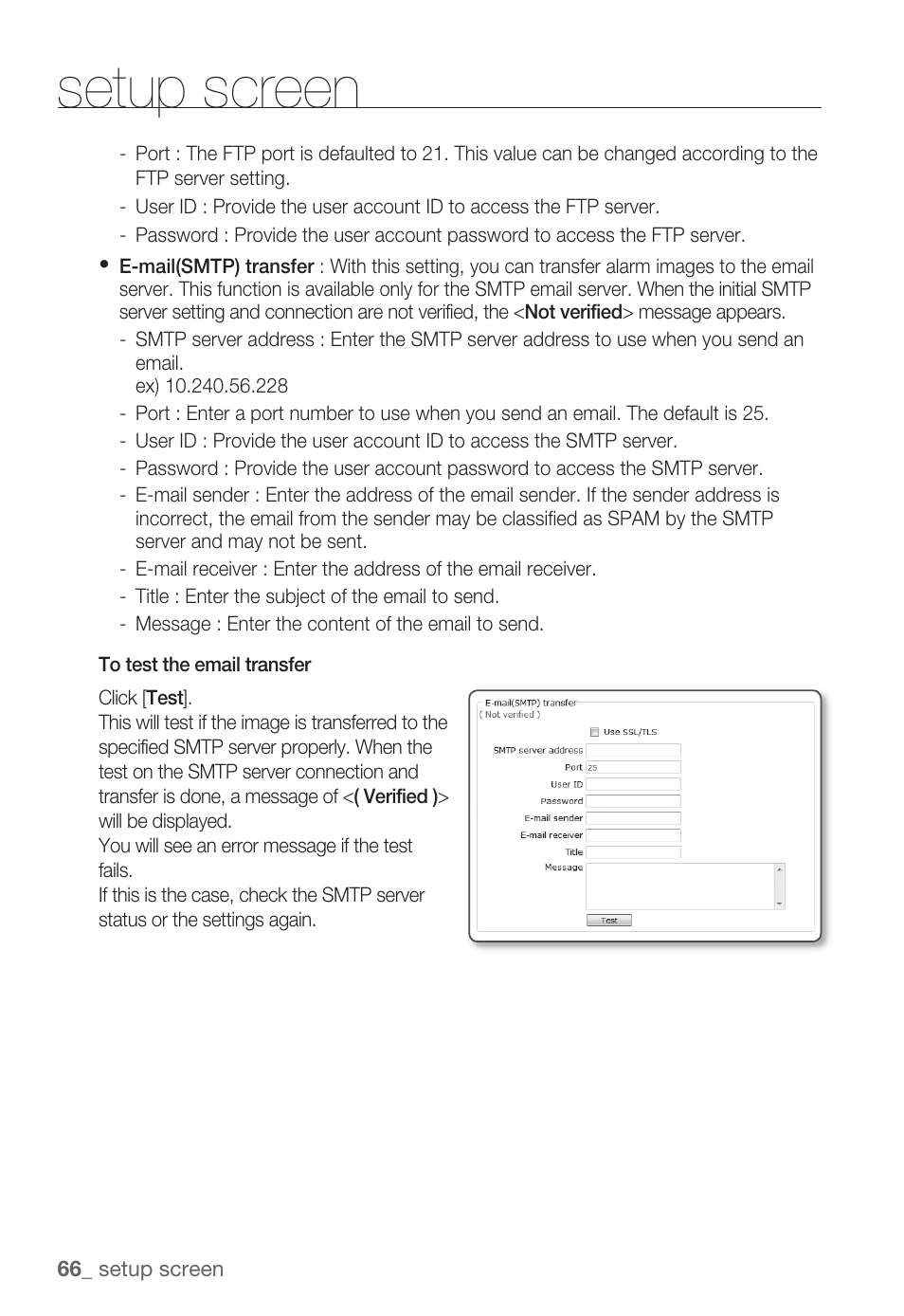 Setup screen | Samsung SNC-B5399 User Manual | Page 66 / 117