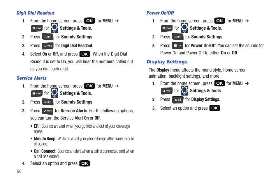 Display settings | Samsung Convoy SCH-u640 User Manual | Page 101 / 186