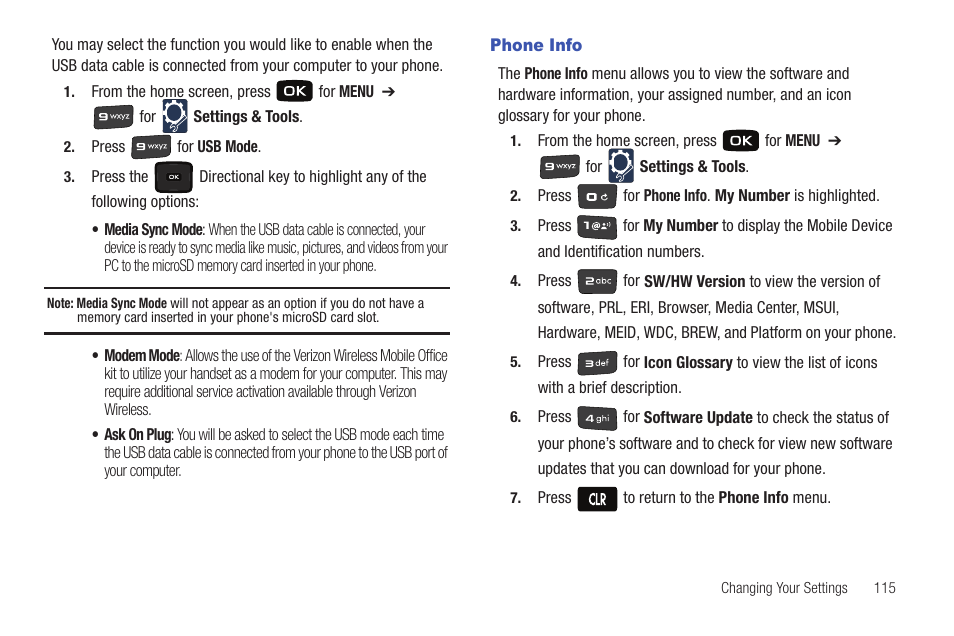 Phone info | Samsung Convoy SCH-u640 User Manual | Page 120 / 186