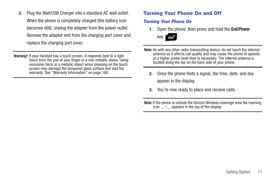 Turning your phone on and off | Samsung Convoy SCH-u640 User Manual | Page 16 / 186