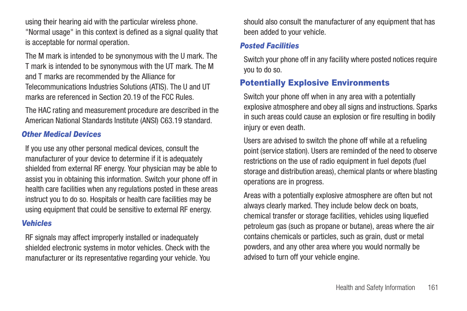 Potentially explosive environments | Samsung Convoy SCH-u640 User Manual | Page 166 / 186