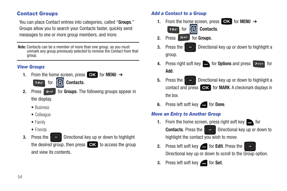 Contact groups | Samsung Convoy SCH-u640 User Manual | Page 59 / 186