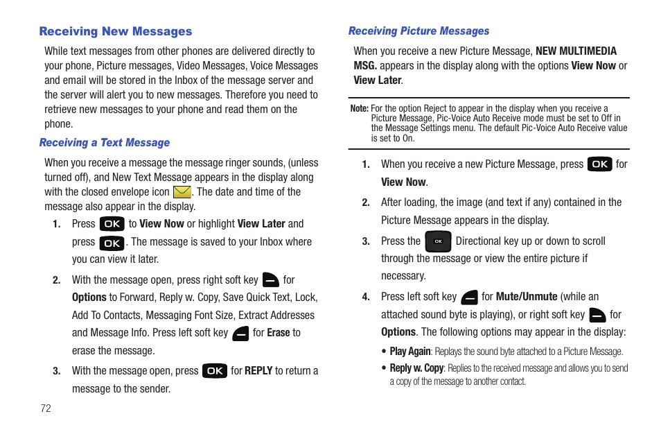 Receiving new messages | Samsung Convoy SCH-u640 User Manual | Page 77 / 186