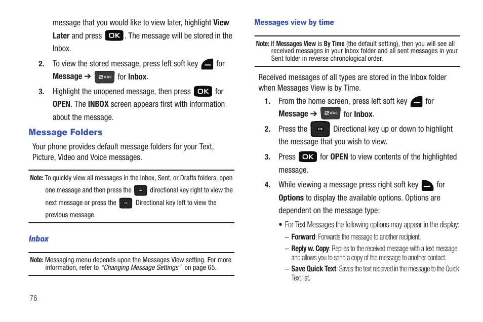 Message folders | Samsung Convoy SCH-u640 User Manual | Page 81 / 186