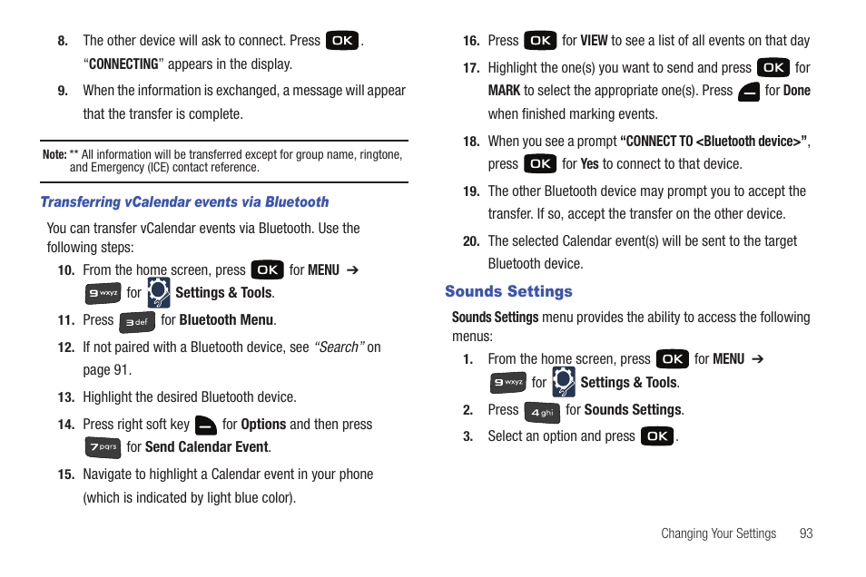 Sounds settings | Samsung Convoy SCH-u640 User Manual | Page 98 / 186