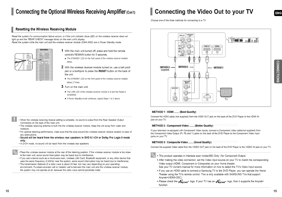 Connecting the video out to your tv | Samsung HT-TX72 User Manual | Page 10 / 39