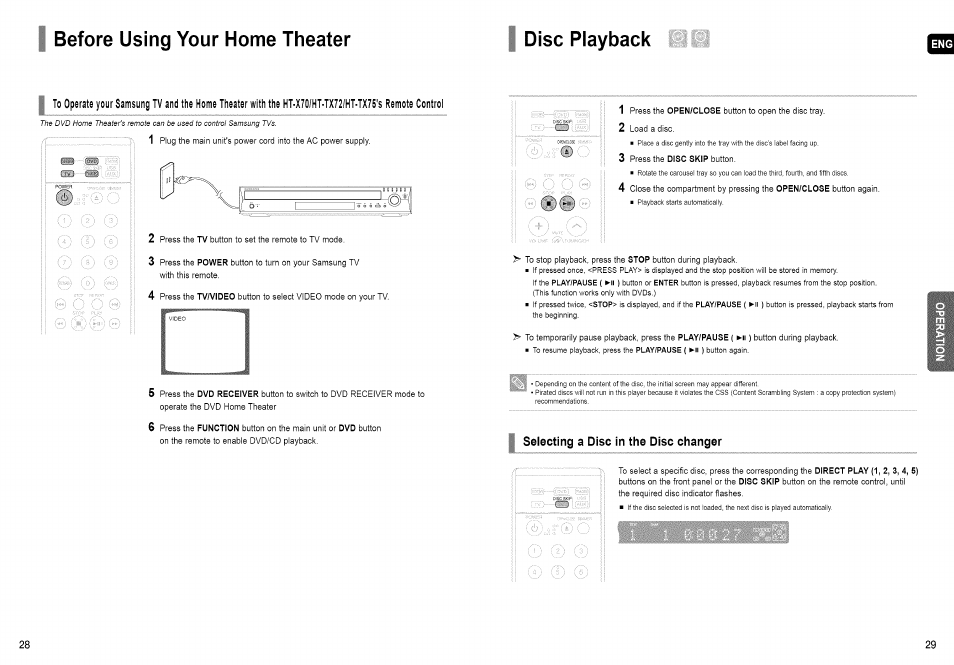 Before using your home theater, Disc playback | Samsung HT-TX72 User Manual | Page 15 / 39