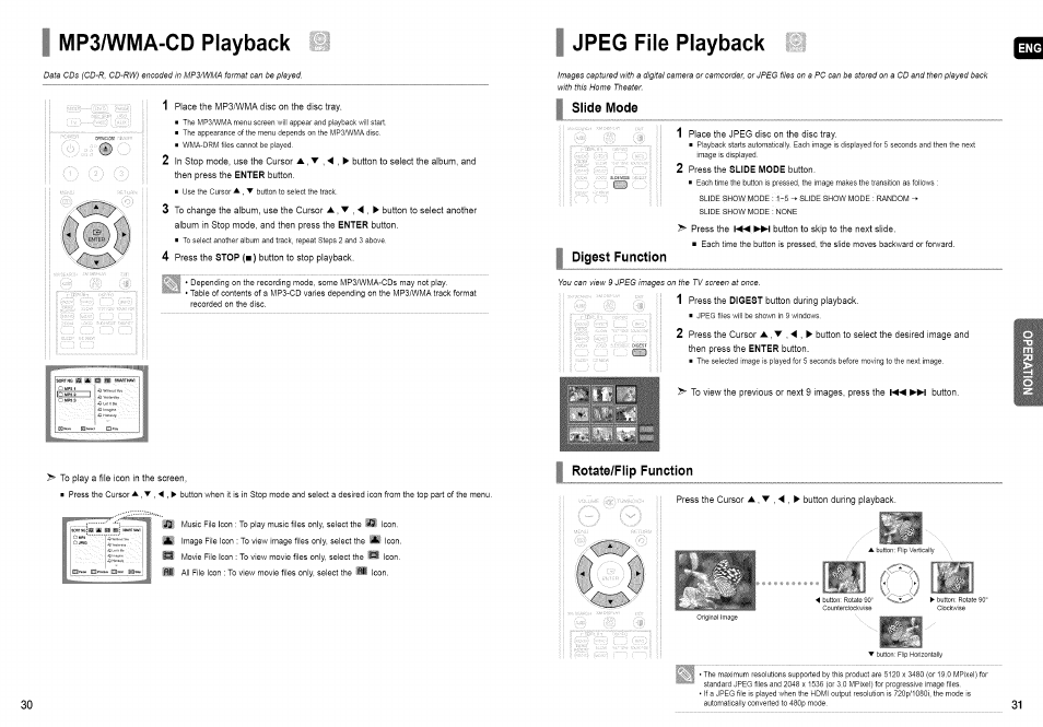 Mp3/wma-cd playback, Jpeg file playback, Jpeg re playback | Mp3/wma-cd playback jpeg file playback | Samsung HT-TX72 User Manual | Page 16 / 39