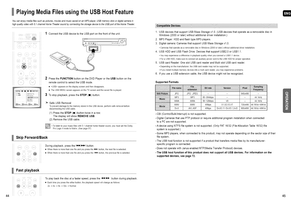 Playing media files using the usb host feature | Samsung HT-TX72 User Manual | Page 23 / 39