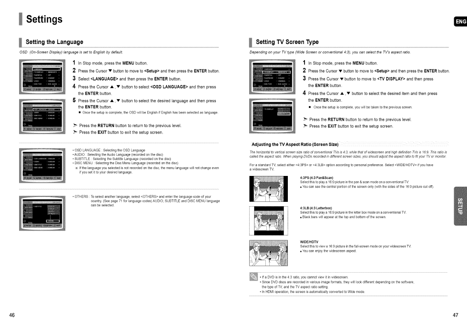 Settings | Samsung HT-TX72 User Manual | Page 24 / 39