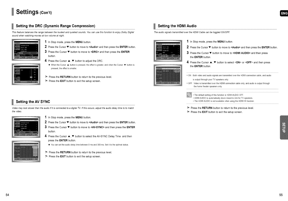 Settings | Samsung HT-TX72 User Manual | Page 28 / 39