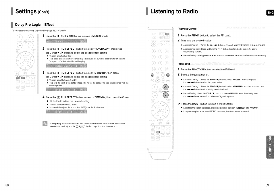 Settings, Listening to radio | Samsung HT-TX72 User Manual | Page 30 / 39