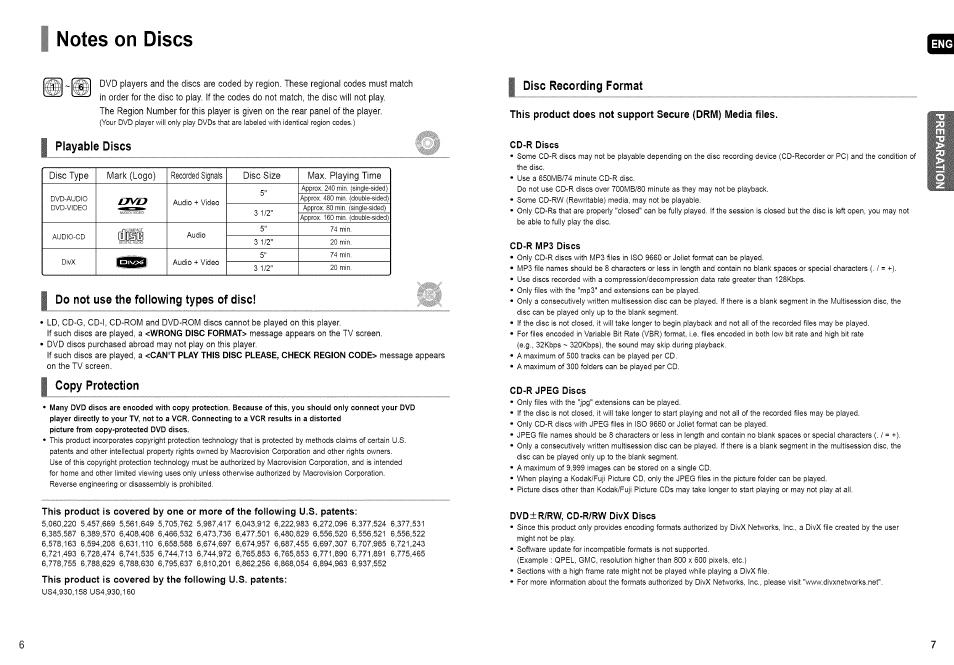 Notes on discs | Samsung HT-TX72 User Manual | Page 4 / 39