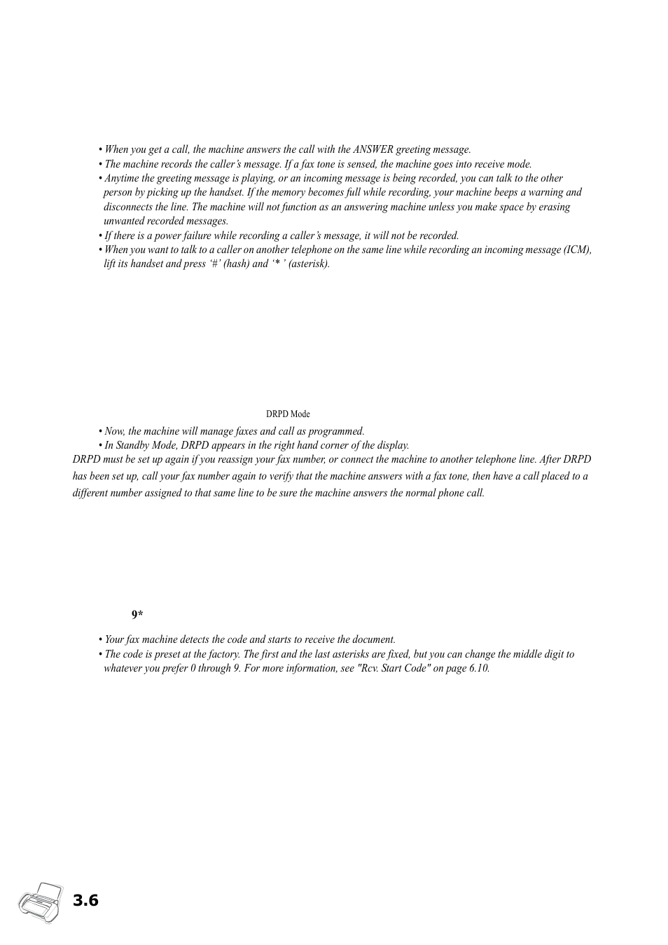 Receiving in tam mode (sf-365tp), Receiving in drpd mode, Receiving in tam mode (s | Receiving via an extension telephone (sf | Samsung SF-360 Series User Manual | Page 25 / 84