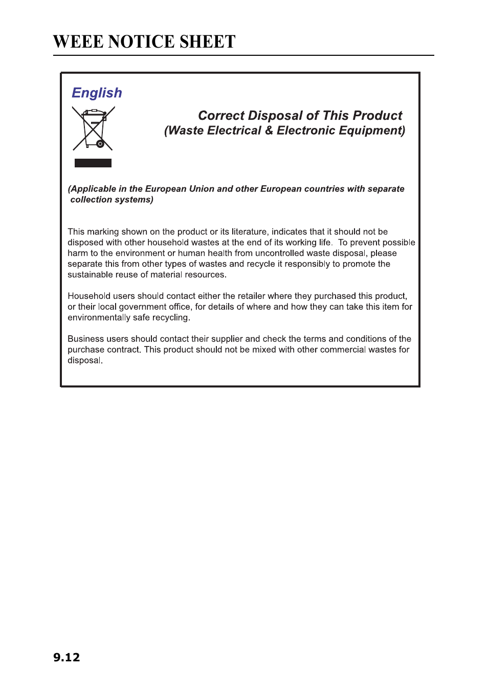 Weee notice sheet | Samsung SF-360 Series User Manual | Page 81 / 84